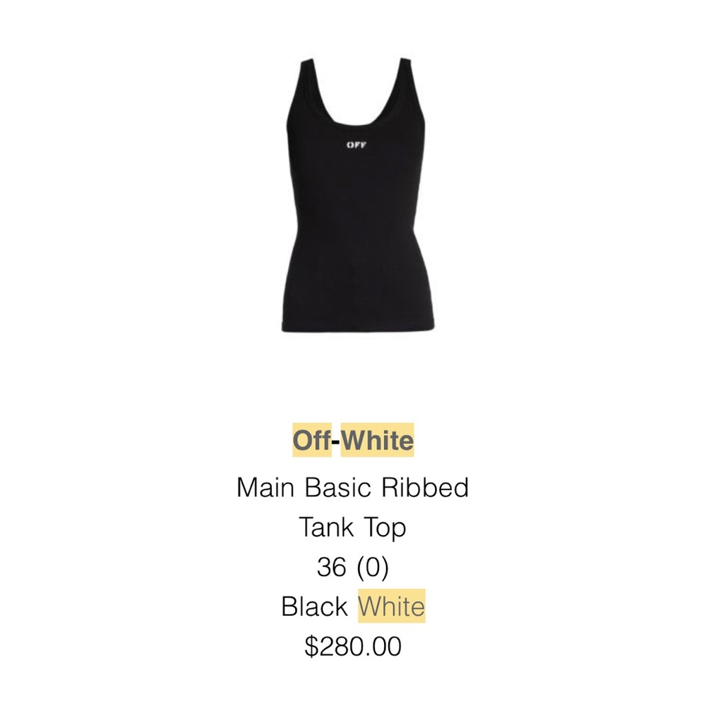 Off-White Main Basic Ribbed Tank Top (Black) - image 4